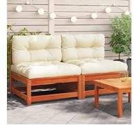 vidaXL Canapés de jardin sans accoudoirs – bois massif pin, avec coussins – 2 pièces
