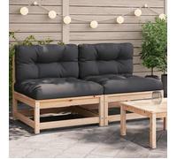 Vidaxl Canapés De Jardin Sans Accoudoirs Coussins 2pcs Bois Massif Pin
