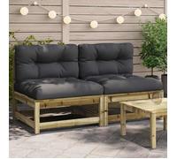 vidaXL Canapés de jardin 2 pcs sans accoudoirs avec coussins et dossier – 838092