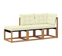 vidaXL Canapés modulaires d'extérieur avec coussin 3 Pièce Naturel
