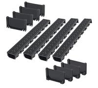 vidaXL Caniveau de drainage 4 pièces avec grille plastique 4 m