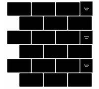 vidaXL Carreau de métro 20 pcs Noir 30 x 30 cm Polyuréthane et PET, Carreaux de salle de bain DIY, panneaux muraux rectangulaires autocollants, déco cuisine brillante