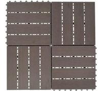 Carreau de terrasse 11 pcs WPC 30 x 30 cm 1 m² Marron foncé