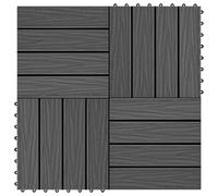 11x Carreau de Terrasse Relief WPC 30x30 cm 1 m² Noir Dalle de Jardin vidaXL