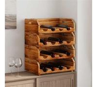 Casiers à Bouteilles 4 pcs de 16 Bouteilles Étagères Bois d'Acajou Massif vidaXL