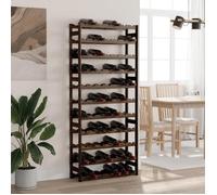 vidaXL Casier à bouteilles pour 77 bouteilles – Étagère à vin moderne en bois de pin solide noir