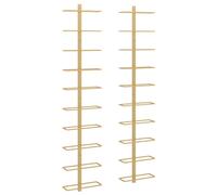 Vidaxl Casier À Vin Mural Pour 10 Bouteilles 2 Pcs Doré Métal