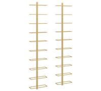vidaXL Casier à vin mural pour 10 bouteilles – Métal doré – 2 pcs