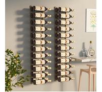 vidaXL Casier à vin mural pour 24 bouteilles – 2 pcs – Doré Fer
