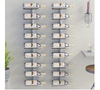 vidaXL Casier à vin mural pour 9 bouteilles 2 pcs Blanc Fer Blanc