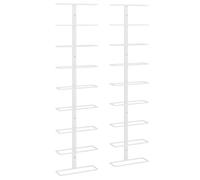Vidaxl Casier À Vin Mural Pour 9 Bouteilles 2 Pcs Blanc Fer Blanc