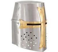 vidaXL Casque de Chevalier Croisé Antique pour GN Casque d'Armure Fête d'Halloween Reconstitution Historique Moyen-âge Cosplay Acier Argenté Argent G
