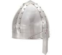 vidaXL Casque de Chevalier Médiéval Réplique pour GN Casque d'Armure Fête d'Halloween Reconstitution Historique Cosplay Moyen-âge Acier Argenté Argent G