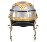 vidaXL Casque de Soldat Romain Réplique pour GN Casque d'Armure Fête d'Halloween Reconstitution Historique Moyen-âge Cosplay Acier Argenté Argent G