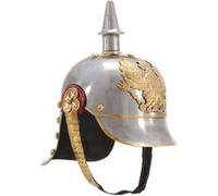 Casque Prussien Allemand Réplique pour GN Casque d'Armure Cosplay Fête d'Halloween Reconstitution Historique Moyen-âge Argenté Acier