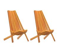 vidaXL Chaise 2 pc Marron Bois d'Acacia Massif