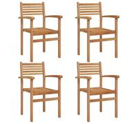 vidaXL Chaise 4 pcs Marron 56 x 55 x 90,5 cm Bois de Teck Massif, Chaise d'extérieur Rustique, en Teck, idéale pour Jardin, terrasse, mobilier résistant, Salon, Repas au Soleil