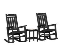 vidaXL Ensemble de Salon de Jardin 3 Pièces Noir HDPE, vidaXL Chaise Berçante de Jardin Noir 70x92x108 cm HDPE, vidaXL Table Latérale Adirondack Noir 38x38x45 cm HDPE