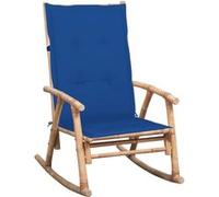 vidaXL Chaise à Bascule avec Coussin Chaise à Bascule de Jardin Fauteuil à Bascule de Terrasse Fauteuil de Patio Véranda Extérieur Bambou Bleu G