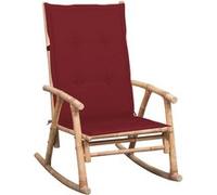 vidaXL Chaise à Bascule avec Coussin Chaise à Bascule de Jardin Fauteuil à Bascule de Terrasse Fauteuil de Patio Extérieur Véranda Bambou Rouge G