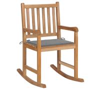 Vidaxl Chaise À Bascule Avec Coussin Gris Bois De Teck Solide Gris