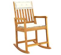vidaXL Fauteuil à bascule – Chaise de relaxation moderne en bois massif d'acacia, avec coussins