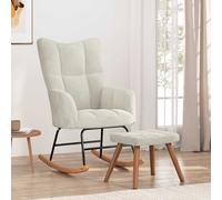 vidaXL Chaise à bascule avec repose-pied Blanc crème Velours