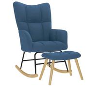 vidaXL Chaise à bascule avec repose-pied Bleu Tissu, chaise, chaise de relaxation, fauteuil relax, chaise de salon, bascule,