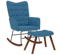 vidaXL Chaise à bascule avec repose-pied bleu velours