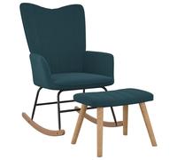 Vidaxl Chaise À Bascule Avec Repose-Pied Bleu Velours Bleu