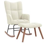 vidaXL Chaise à Bascule avec Repose-Pied Chaise de Relaxation avec Tabouret Siège de Relaxation Fauteuil Salon Salle de Séjour Blanc Crème Velours