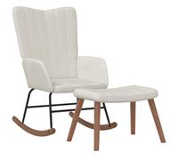 vidaXL Chaise à Bascule avec Repose-Pied Chaise de Relaxation Siège de Relaxation Fauteuil de Salon Salle de Séjour Salon Blanc Crème Velours