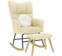 Chaise à bascule avec repose-pied Crème Tissu, chaise, chaise de relaxation, fauteuil relax, chaise de salon, 4016807