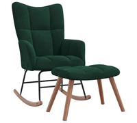 vidaXL Chaise à Bascule avec Repose-Pied Fauteuil de Relaxation avec Tabouret Siège de Détente Salon Maison Intérieur Vert Foncé Velours