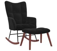 vidaXL Chaise à Bascule avec Repose-Pied Fauteuil de Relaxation avec Tabouret Siège de Détente Salon Maison Intérieur Noir Velours