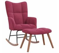 vidaXL Chaise à Bascule avec Repose-Pied Fauteuil de Relaxation avec Tabouret Siège de Détente Salon Maison Intérieur Rouge Bordeaux Velours