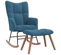 vidaXL Chaise à Bascule avec Repose-Pied Fauteuil de Relaxation avec Tabouret Siège de Détente Salon Maison Intérieur Bleu Velours