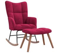 vidaXL Chaise à Bascule avec Repose-Pied Fauteuil de Relaxation avec Tabouret Siège de Détente Salon Maison Intérieur Rouge Bordeaux Velours
