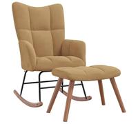 vidaXL Chaise à Bascule avec Repose-Pied Fauteuil de Relaxation avec Tabouret Siège de Détente Salon Maison Intérieur Marron Velours