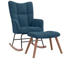 vidaXL Chaise à Bascule avec Repose-Pied Fauteuil de Relaxation avec Tabouret Siège de Détente Salon Maison Intérieur Bleu Velours