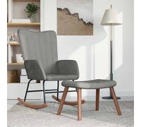 vidaXL Chaise à bascule avec repose-pied Gris clair Velours