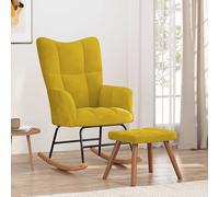 vidaXL Chaise à bascule avec repose-pied Jaune moutarde Velours