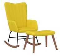 Vidaxl Chaise À Bascule Avec Repose-Pied Jaune Moutarde Velours Jaune
