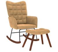 vidaXL Chaise à bascule avec repose-pied marron velours, fauteuil à bascule, chaise longue, siège de salon, chaise, chaise 4016851