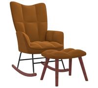 Vidaxl Chaise À Bascule Avec Repose-Pied Marron Velours Marron