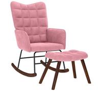 vidaXL Chaise à bascule avec repose-pied rose velours, fauteuil à bascule, chaise longue, siège de salon, chaise, chaise de 4016847