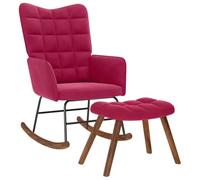 vidaXL Fauteuil à bascule avec repose-pied velours rouge bordeaux