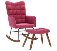 vidaXL Chaise à Bascule avec Repose-Pied Rouge Bordeaux Velours, Fauteuil à Bascule, Chaise Longue, siège de Salon, Chaise, Chaise de Salon