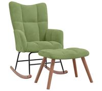 vidaXL Chaise à bascule Fauteuil de relaxation avec repose-pied et tabouret Velours Vert clair