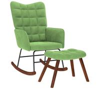 vidaXL Chaise à bascule avec repose-pied vert clair velours, fauteuil à bascule, chaise longue, siège de salon, chaise, 4016846